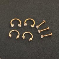 Stainless Steel Ear Piercing Jewelry, Unisex & with rhinestone 3 