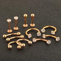 Stainless Steel Ear Piercing Jewelry, Unisex & with cubic zirconia 3 