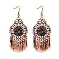 Zinc Alloy Tassel Earring, with turquoise, fashion jewelry & for woman 75mm 