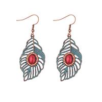 Turquoise Zinc Alloy Earring, with turquoise, Feather, fashion jewelry & for woman & hollow 