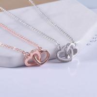 Brass Cubic Zirconia Necklace, with Cubic Zirconia, Heart, plated, oval chain & for woman 8.3*9.4mm 