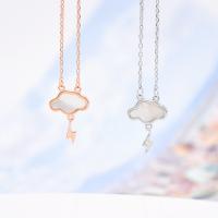Brass Necklace, with White Shell, Cloud, plated, oval chain & for woman 15.8*10.6mm Inch 
