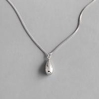 Sterling Silver Jewelry Necklace, 925 Sterling Silver, Teardrop, platinum plated, fashion jewelry & for woman Approx 17.7 Inch 