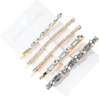 Hair Slide, Zinc Alloy, plated, 5 pieces & fashion jewelry & for woman & with rhinestone, nickel, lead & cadmium free 