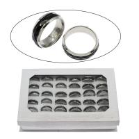 нержавеющая сталь Кольцо, с Бумажная коробка & канифоль, кольцо форма, смешанный размер кольца & Мужская & граненый, оригинальный цвет, 8mm, размер:7-12, 36ПК/Box, продается Box