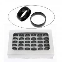 Edelstahl Fingerring, mit Zettelkasten, Ringform, metallschwarz plattiert, Mischringgröße & unisex, 8mm, Größe:7-12, 36PCs/Box, verkauft von Box