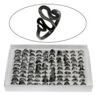 Edelstahl Fingerring, mit Zettelkasten, Ringform, metallschwarz plattiert, Mischringgröße & unisex, 4-26mm, Größe:7-12, 100PCs/Box, verkauft von Box