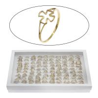acero inoxidable anillo, con caja de papel, forma de anillo, chapado en color dorado, tamaño del anillo mixto & unisexo, 4-26mm, tamaño:7-12, 100PCs/Caja, Vendido por Caja