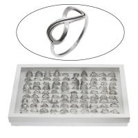 acero inoxidable anillo, con caja de papel, forma de anillo, tamaño del anillo mixto & unisexo, color original, 4-26mm, tamaño:7-12, 100PCs/Caja, Vendido por Caja