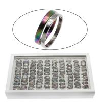 Stainless Steel Finger Ring, with paper box, ring shape, plated, mixed ring size & Unisex & with rhinestone, 2mm, US Ring  