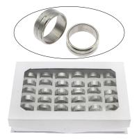 acero inoxidable anillo, con caja de papel, forma de anillo, tamaño del anillo mixto & unisexo, color original, 8mm, tamaño:7-12, 36PCs/Caja, Vendido por Caja