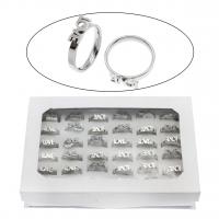 Edelstahl Fingerring, mit Zettelkasten, Ringform, Mischringgröße & unisex, originale Farbe, 6mm, Größe:7-12, 36PCs/Box, verkauft von Box