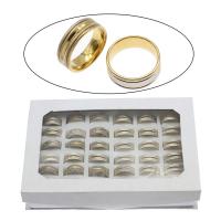 Edelstahl Fingerring, mit Zettelkasten, Ringform, plattiert, Mischringgröße & unisex, 8mm, Größe:7-12, 36PCs/Box, verkauft von Box