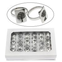 Anillos de Acero Inoxidable, con caja de papel, forma de anillo, tamaño del anillo mixto & unisexo & esmalte, color original, 20mm, tamaño:7-12, 36PCs/Caja, Vendido por Caja