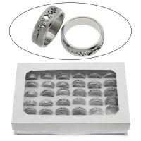 Edelstahl Fingerring, mit Zettelkasten, Ringform, Mischringgröße & unisex, originale Farbe, 8mm, Größe:7-12, 36PCs/Box, verkauft von Box