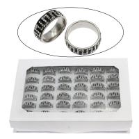 acero inoxidable anillo, con caja de papel & Arcilla analiar de diamantes de imitación AB, forma de anillo, chapado, tamaño del anillo mixto & unisexo, más colores para la opción, 8mm, tamaño:7-12, 36PCs/Caja, Vendido por Caja