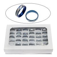 acero inoxidable anillo, con caja de papel, forma de anillo, chapado, tamaño del anillo mixto & unisexo, más colores para la opción, 6mm, tamaño:7-12, 36PCs/Caja, Vendido por Caja