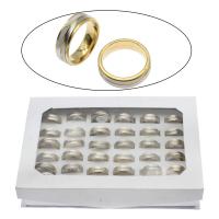 Edelstahl Fingerring, mit Zettelkasten, Ringform, plattiert, Mischringgröße & unisex, 6mm, Größe:7-12, 36PCs/Box, verkauft von Box