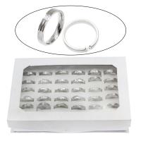 Edelstahl Fingerring, mit Zettelkasten, Ringform, Mischringgröße & für Frau & mit Strass, originale Farbe, 4mm, Größe:7-12, 36PCs/Box, verkauft von Box