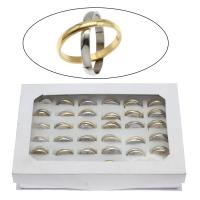 acero inoxidable anillo de los pares, con caja de papel, forma de anillo, chapado, tamaño del anillo mixto & para la pareja, 3mm, tamaño:7-12, 36parespareja/Caja, Vendido por Caja