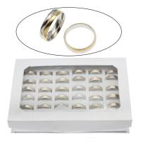 acero inoxidable anillo, con caja de papel, forma de anillo, chapado, tamaño del anillo mixto & unisexo, 6mm, tamaño:7-12, 36PCs/Caja, Vendido por Caja
