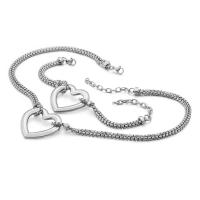 Fashion Stainless Steel Jewelry Sets, bracelet & necklace, Heart, plated, 2 pieces & Unisex & box chain 35mm Approx 7.5 Inch, Approx 17.7 Inch 