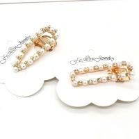 Zinc Alloy Hair Clip, with Plastic Pearl, gold color plated, Korean style & for woman & with rhinestone, 50-70mm 