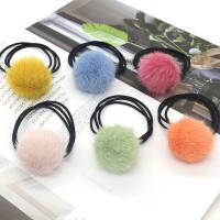 Plush Hair Jewelry Elastic, with Rubber Band, Round, with fluffy ball & for woman, 34mm 