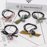 Acrylic Hair Jewelry Elastic, with Rubber Band & Crystal, random style & for woman, mixed colors, 16mm 