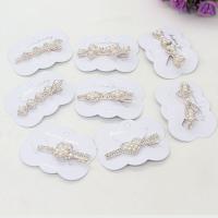 Zinc Alloy Alligator Hair Clip, with Plastic Pearl, plated & for woman & with rhinestone, 60mm 