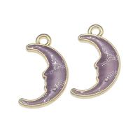 Zinc Alloy Jewelry Pendants, Moon, gold color plated, Mini & cute & DIY & enamel, purple Approx 1.6mm 