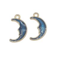 Zinc Alloy Jewelry Pendants, Moon, gold color plated, Mini & cute & DIY & enamel, dark blue Approx 1.6mm 