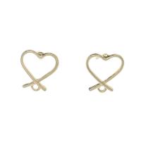 Zinc Alloy Ear Stud Component, Heart, gold color plated, hollow Approx 1.7mm 
