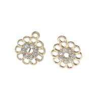Zinc Alloy Ear Stud Component, Flower, gold color plated, with rhinestone Approx 1.7mm 