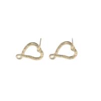 Zinc Alloy Ear Stud Component, Heart, gold color plated, hollow Approx 1.6mm 