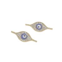 Rhinestone Zinc Alloy Connector, Evil Eye, gold color plated, with rhinestone & 1/1 loop, blue Approx 2mm 