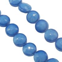 Plaqué Perles de verre, Plat rond, facettes, bleu Environ 1mm Vendu par brin