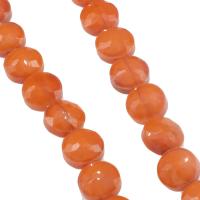 Plaqué Perles de verre, Plat rond, facettes, orange Environ 1mm Vendu par brin
