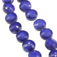 Plaqué Perles de verre, Plat rond, facettes, couleur bleu foncé Environ 1mm Vendu par brin