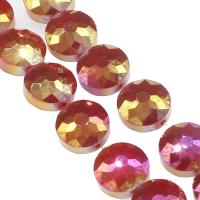 Plaqué Perles de verre, Plat rond, facettes, orange rougeâtre Environ 1mm Vendu par brin