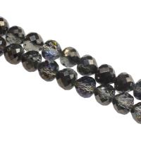 Plaqué Perles de verre, Rond, facettes, noire Environ 1mm Vendu par brin