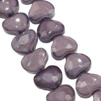 Plaqué Perles de verre, coeur, facettes, violet Environ 1mm Vendu par brin