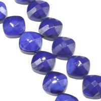 Plaqué Perles de verre, Losange, facettes, bleu Environ 1mm Vendu par brin