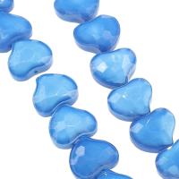 Plaqué Perles de verre, coeur, facettes, bleu Environ 1mm Vendu par brin