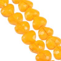 Plaqué Perles de verre, coeur, facettes, orange Environ 1mm Vendu par brin