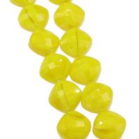 Vernickelt Glasperlen, Glas, Rhombus, facettierte, gelb, 15x15x9mm, Bohrung:ca. 1mm, 50PCs/Strang, verkauft von Strang