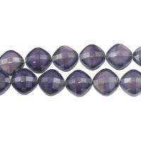 Vernickelt Glasperlen, Glas, Rhombus, facettierte, violett, 15x15x9mm, Bohrung:ca. 1mm, 50PCs/Strang, verkauft von Strang