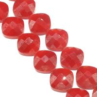 Plaqué Perles de verre, Losange, facettes, rouge Environ 1mm Vendu par brin