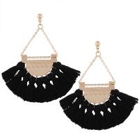 Zinc Alloy Tassel Earring, with Polyester, zinc alloy earring hook, gold color plated, fashion jewelry & dyed & for woman 