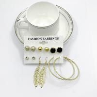 Zinklegierung Ohrring-Set, Stud Ohrring & Ohrring, Zinklegierung Stecker, plattiert, für Frau & mit Strass, keine, 6mm,11mm,59mm,65mm, verkauft von setzen